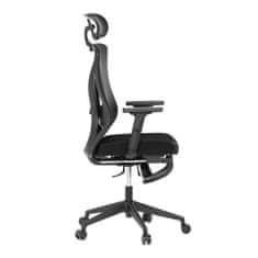 Autronic Židle kancelářská, černá MESH, plastový kříž, opěrka nohou, posuvný sedák, 2D područky