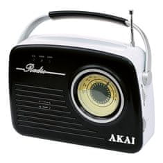 Akai Rádio , APR-11 BLACK, retro, AM/FM rádio, USB, SD karta, 1,5 W