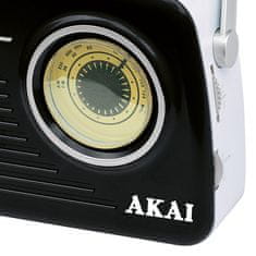 Akai Rádio , APR-11 BLACK, retro, AM/FM rádio, USB, SD karta, 1,5 W