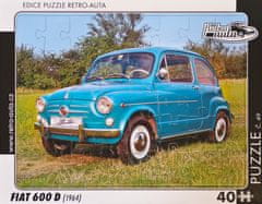 RETRO-AUTA© Puzzle č. 49 - FIAT 600 D (1964) 40 dílků