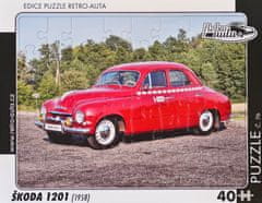 RETRO-AUTA© Puzzle č. 76 - ŠKODA 1201 (1958) 40 dílků
