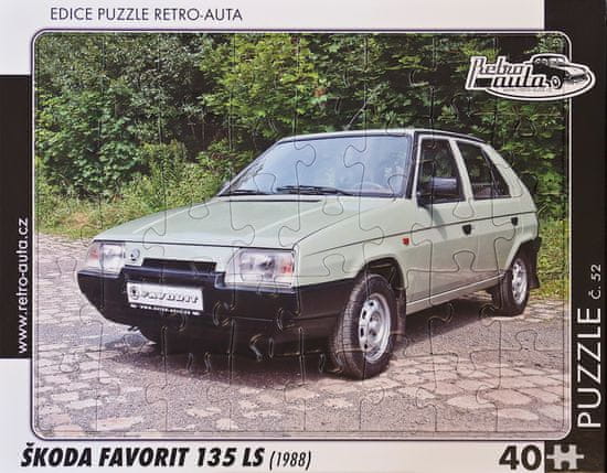RETRO-AUTA© Puzzle č. 52 - ŠKODA FAVORIT 135 LS (1988) 40 dílků