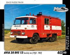 RETRO-AUTA© Puzzle TRUCK 29 - AVIA 30 DVS 12 hasičský vůz (1968 - 1982) 40 dílků