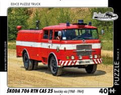 RETRO-AUTA© Puzzle TRUCK 05 - Škoda 706 RTH CAS 25 hasičský vůz (1960 - 1964) 40 dílků