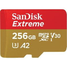 SanDisk Paměťová karta Micro SDXC Extreme 256GB UHS-I U3 (190R/ 130W) + adapter