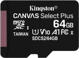 Paměťová karta kingston canvas select plus microsdhc 32gb uhs-i u1 100r/10w sdcs2/32gbsp