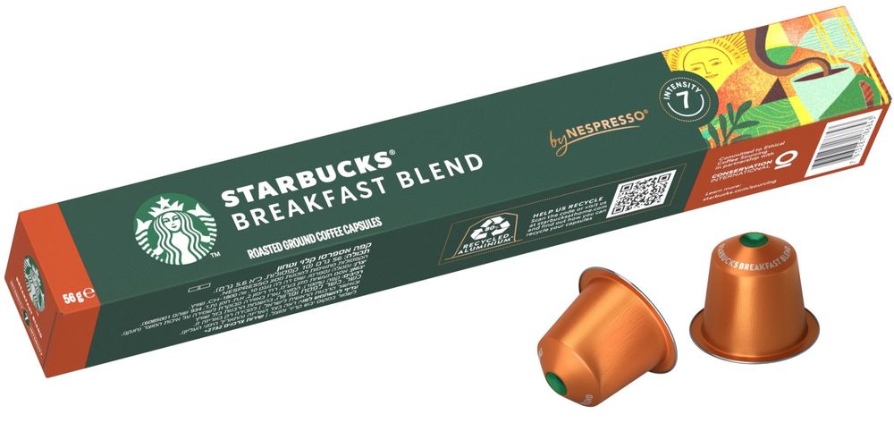 Starbucks Breakfast Blend by NESPRESSO Medium Roast Kávové kapsle, 10 kapslí v balení, 56g