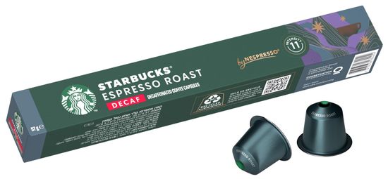 Starbucks Espresso Roast Decaf by NESPRESSO Dark Roast Kávové kapsle, 10 kapslí v balení, 57g