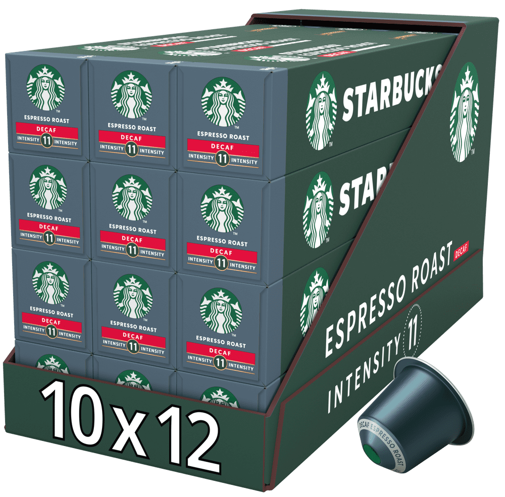 Levně Starbucks Espresso Roast Decaf by NESPRESSO Dark Roast Kávové kapsle, 12x10 kapslí v balení, 57g