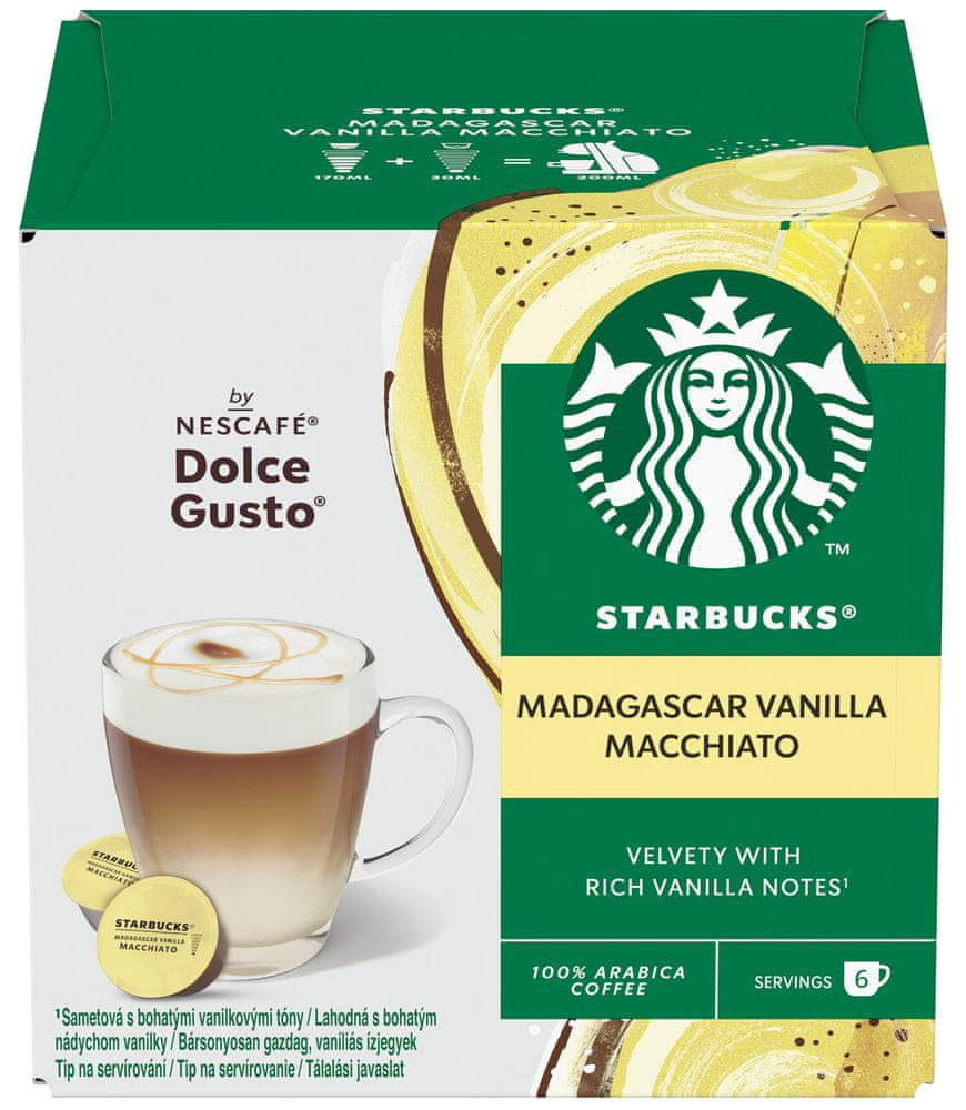 Levně Starbucks Madagaskar Vanilla Latte Macchiato by NESCAFE DOLCE GUSTO Kávové kapsle - 12 ks