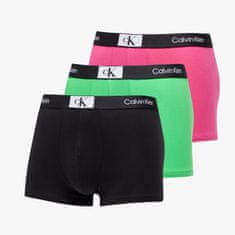 Calvin Klein Boxerky 96 Cottontretch Trunk 3-Pack Island Green/ Black/ Fuschia Rose M Různobarevný