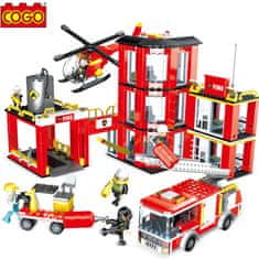 Cogo stavebnice Hasiči - Velká hasičská stanice - kompatibilní - 862 dílků