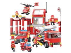 Cogo stavebnice Hasiči - Velká hasičská stanice - kompatibilní - 827 dílků
