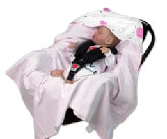 Baby Nellys Zavinovací deka s kapucí, bavlna + jersey, I love Girl, růžová