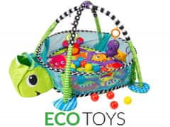 EcoToys Vzdělávací hrací deka s 30 míčky - Želvička