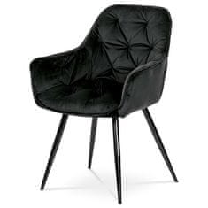 Autronic Moderní jídelní židle Jídelní židle, potah černá sametová látka, kovová 4nohá podnož, černý lak (DCH-421 BK4)