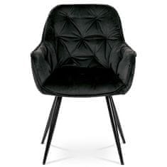 Autronic Moderní jídelní židle Jídelní židle, potah černá sametová látka, kovová 4nohá podnož, černý lak (DCH-421 BK4)