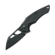 Fox Knives FE-010 EDGE ATRAX FOLDING KNIFE, BLACK STONEWASHED 9Cr13 BLADE, BLACK G10 HANDLE