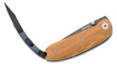 LionSteel 8210D UL Mini Olive malý kapesní nůž 6 cm, damašek, olivové dřevo, kožené pouzdro