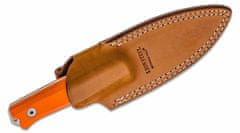 LionSteel B40 GOR bushcraft nůž 9,8 cm, Stonewash, oranžová, G10, kožené pouzdro