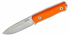 LionSteel B41 GOR bushcraft nůž 10,8 cm, Stonewash, oranžová, G10, kožené pouzdro
