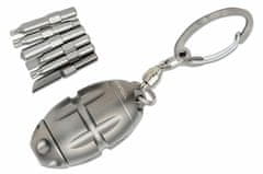 LionSteel EG-GY Eggie multifunkční nástroj na klíče 4,9 cm, 7 nástrojů, šedá, titan, karabina