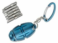 LionSteel EG-BL Eggie multifunkční nástroj na klíče 4,9 cm, 7 nástrojů, modrá, titan, karabina