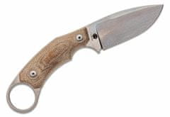 LionSteel H2 CVN outdoorový nůž 7,5 cm, Stonewash, hnědá, Micarta, kožené pouzdro