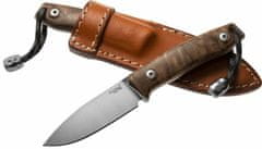 LionSteel M1 WN outdoorový nůž 7,4 cm, ořechové dřevo, kožené pouzdro