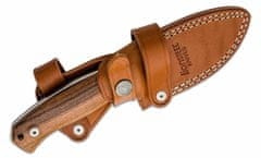 LionSteel M2M ST Fixed Blade M390 satin blade, Santos wood handle, kožený sheath