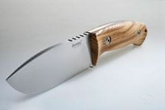 LionSteel M3 UL lovecký nůž 10,5 cm, olivové dřevo, kožené pouzdro