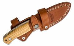 LionSteel M2M UL outdoorový nůž 9 cm, olivové dřevo, kožené pouzdro