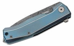 LionSteel MT01D BL Myto Blue Damascus kapesní nůž 8,3 cm, damašek, modrá, titan, rozbíječ skla