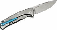 LionSteel LionSteen TRE BL Titanium Blue kapesní nůž 7,4 cm, Stonewash, titan, modrá spona, 3 otevírání