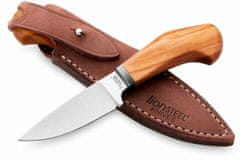 LionSteel WL1 UL Willy nůž do přírody 6,5 cm, olivové dřevo, kožené pouzdro 