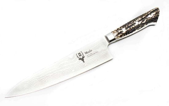 Muela GYUTO-21DAM.M 210mm full tang blade, Damascus VG10, černá Micarta scales
