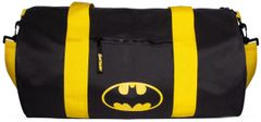 CurePink Sportovní taška DC Comics|Batman: Logo (objem 31 litrů|50 x 25 x 25 cm) černý polyester
