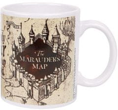CurePink Dárkový set Harry Potter: Pobertův plánek - Marauders Map hrnek-přívěsek-tácek (objem hrnku 315 ml)