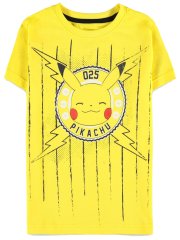 CurePink Dětské tričko Pokémon: Funny Pika (146-152 cm) žlutá bavlna