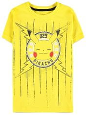 CurePink Dětské tričko Pokémon: Funny Pika (146-152 cm) žlutá bavlna