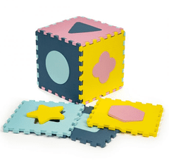 EcoToys Dětské pěnové puzzle 121,5x121,5cm, hrací deka, podložka na zem Tvary, 37 dílů