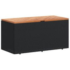 shumee Zahradní úložný box černý 110x50x54 cm polyratan akáciové dřevo