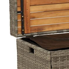 Vidaxl Úložná lavice šedá 100 x 50 x 52 cm polyratan a akáciové dřevo