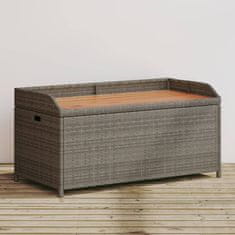 Petromila Úložná lavice šedá 100 x 50 x 52 cm polyratan a akáciové dřevo