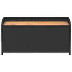 Vidaxl Úložná lavice černá 100 x 50 x 52 cm polyratan a akáciové dřevo