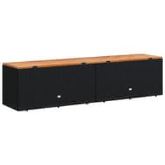 shumee Zahradní úložný box černý 220x50x54 cm polyratan akáciové dřevo