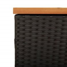Vidaxl Zahradní úložný box černý 220x50x54 cm polyratan akáciové dřevo