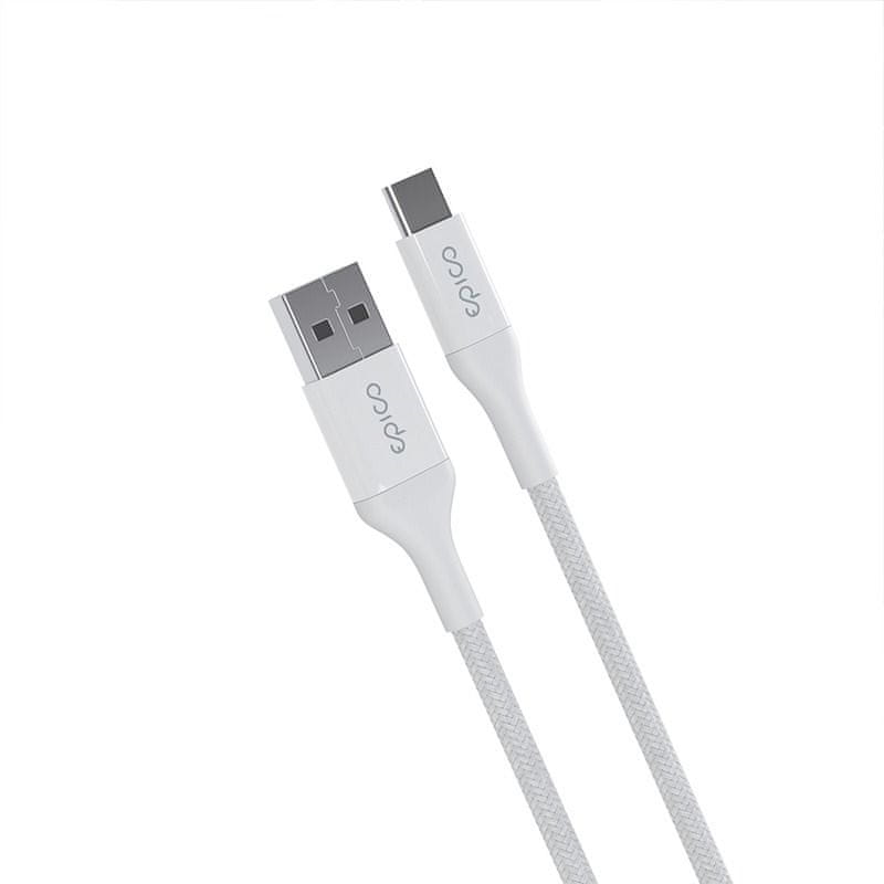 Levně EPICO Opletený kabel 1.2m USB-C na USB-A 9915141100004 - bílý