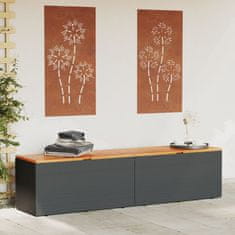 shumee Zahradní úložný box černý 220x50x54 cm polyratan akáciové dřevo