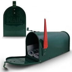 shumee Americký styl zelená poštovní schránka s červenou vlajkou